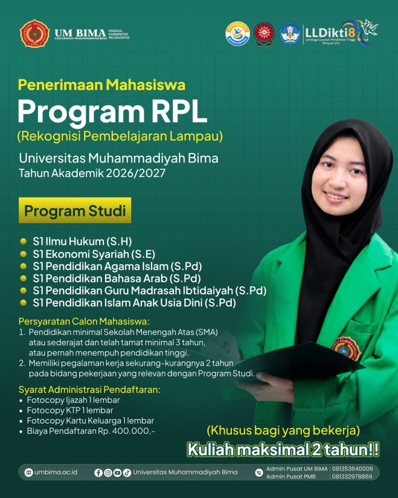 Info Penerimaan Mahasiswa Baru Jalur Program RPL Universitas Muhammadiyah Bima